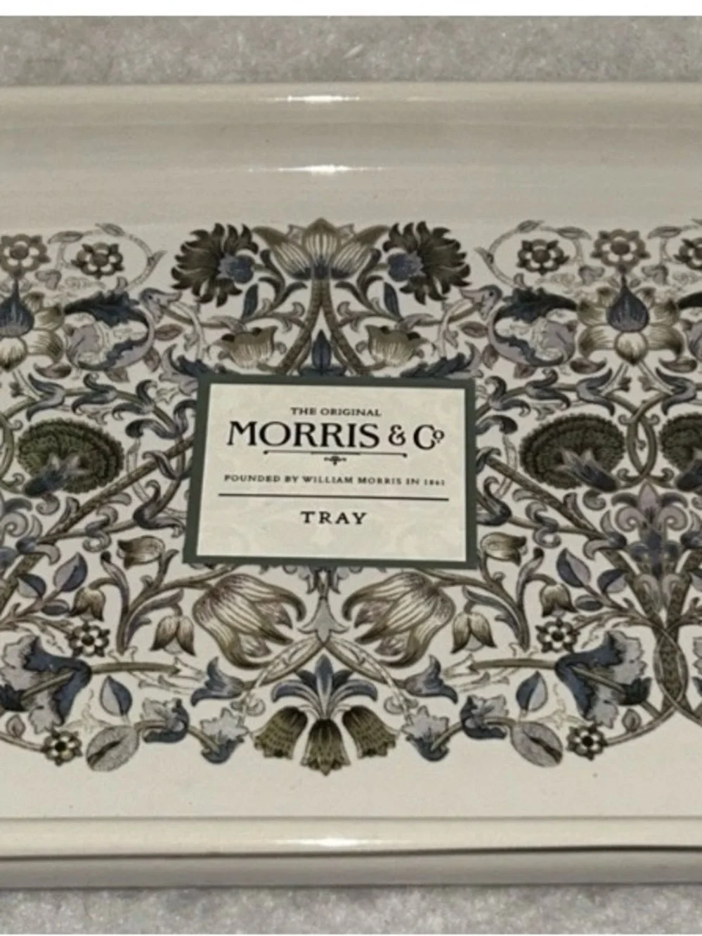 Morris & Co White Ceramic Vanity Set 5 Piece Artichoke Floral Blue *note